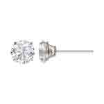6.0mm 4 Prong Cast Earring w/White 5A CZ AT