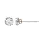 5.0mm 4 Prong Cast Earring w/White 5A CZ AT